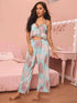 V-neck Sling Print Comfortable Pajama Set - ROUTINE FASHION