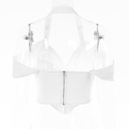 Women's Solid Color Tunic Fishbone Halterneck Top - ROUTINE FASHION