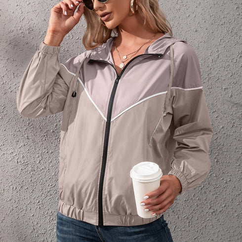 Outdoor Leisure Color Matching Hooded Waterproof Jacket - ROUTINE FASHION