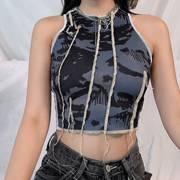 Women's Round Neck Sleeveless Fashion Printed T Shirt Women - ROUTINE FASHION