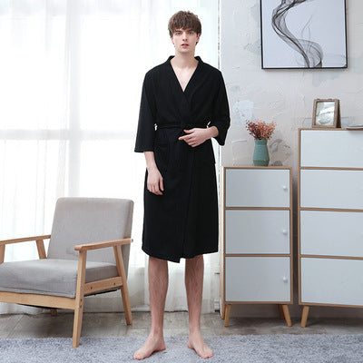 Women's Thin Couple's Nightgown Three Quarter Sleeve Bathrobe - ROUTINE FASHION