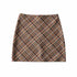 High Waist Short Plaid Mini Skirt Streetwear Brown Coffee Tartan Print - ROUTINE FASHION