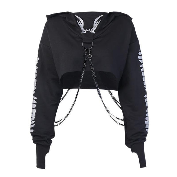 Top Pullover Sweatshirt Jumpers With Detachable O-ring Chain - ROUTINE FASHION