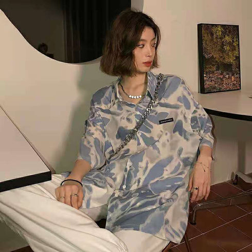 Tie-dye Short-sleeved Polo Collar Shirt - ROUTINE FASHION