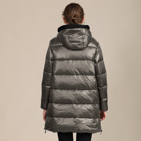 Women's Padded Nylon Bright Bread Hooded Winter Jacket - ROUTINE FASHION