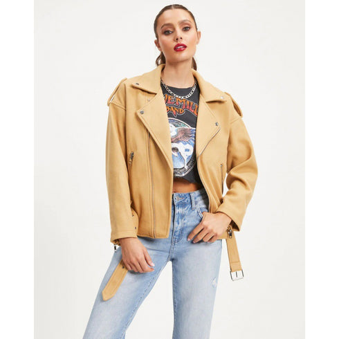 New Fashion Lapel Zipper Long Sleeve Woolen Short Coat Women - ROUTINE FASHION