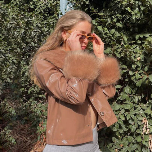 Women's Single-breasted Slim Warm Leather Jacket - ROUTINE FASHION