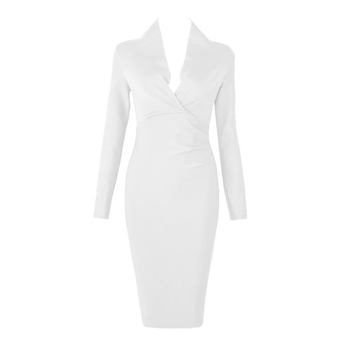 V-neck Tight Wrap Hip Temperament Party Auto Show Host Dress - ROUTINE FASHION