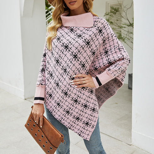 Contrasting Side Lapel Cape Shawl - ROUTINE FASHION