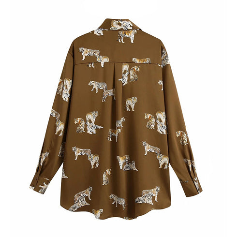 Leopard Lapel Ladies Blouse - ROUTINE FASHION