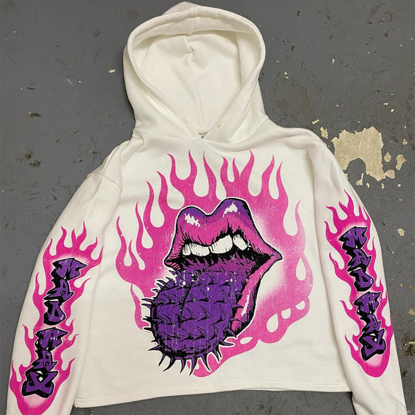 Printed Loose Men And Women With Hooded Sweatshirt - ROUTINE FASHION