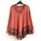 Fringed Cape Jacket With Hem Solid Color Sweater Shawl Sweater - ROUTINE FASHION