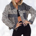 Leopard Stitching Corduroy Denim Women Jacket - ROUTINE FASHION