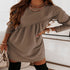 Women's Long Sleeve Mini Tunic Casual Round Neck Loose Dress - ROUTINE FASHION