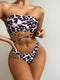 Leopard Print Bikini Bandeau Split Swimsuit - ROUTINE FASHION