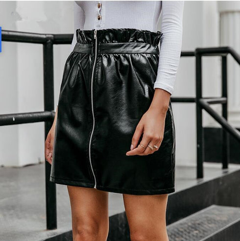High waist leather skirt - ROUTINE FASHION