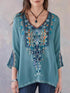Women's Blouse With Embroidered Long-Sleeved Shirt - ROUTINE FASHION