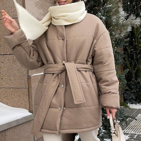 Women's Parka Coat With Front Buttons - ROUTINE FASHION