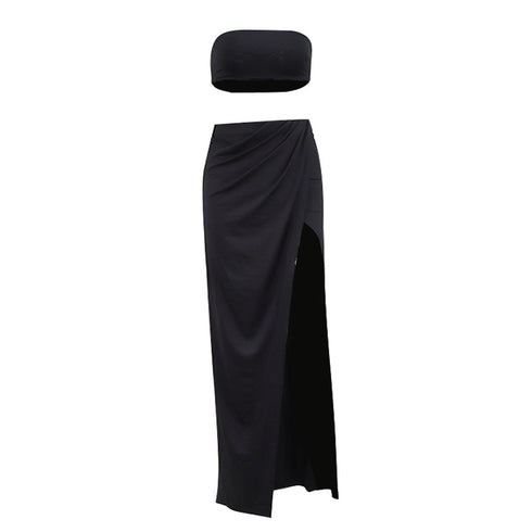Ladies strapless breast wrap skirt suit - ROUTINE FASHION