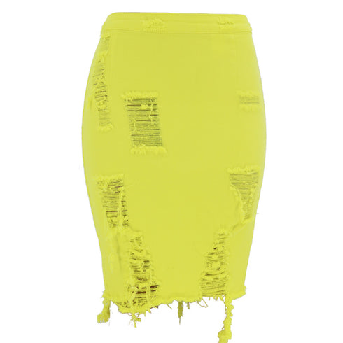 Hole bag hip skirt denim skirt - ROUTINE FASHION