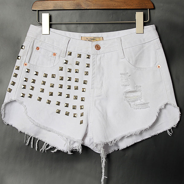 Denim high waist shorts - ROUTINE FASHION