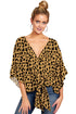 New V Neck Blouse Women Leopard Print Shirts Floral Tie Front Blouses Batwing Summer Oversize Ladies Tops - ROUTINE FASHION