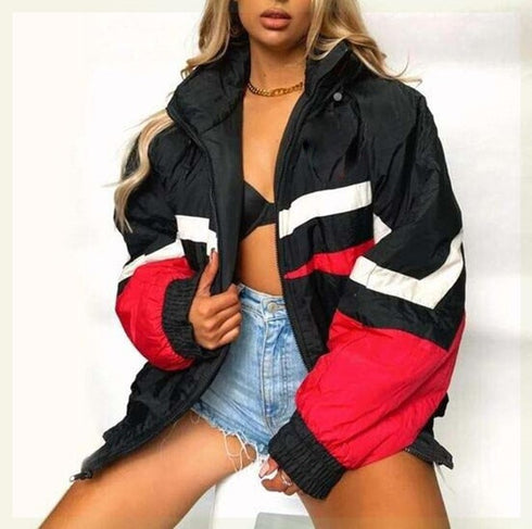 Bomber Jacket Printed Zipper Long Sleeve Vintage - ROUTINE FASHION