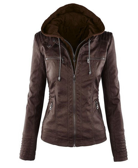 Women's Short Leather Pu Leather Jacket - ROUTINE FASHION