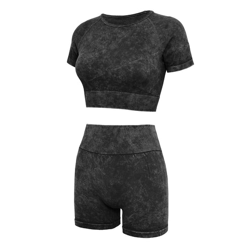 Fashion Simple Women's Yoga Shorts Short Sleeve Suit - ROUTINE FASHION