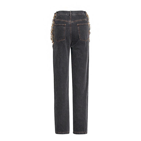 High-rise chain straight-leg jeans - ROUTINE FASHION