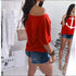 Loose Shoulder Bat Shirt Printed T-Shirt Women - ROUTINE FASHION