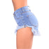Blue High-waisted Feet Fringed Denim Shorts Women - ROUTINE FASHION