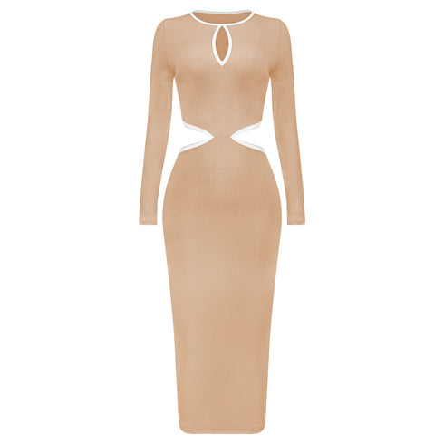 Women's Hip Skirt Color Contrast Patchwork One-step Dress - ROUTINE FASHION