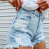Women Printed Spring Summer Denim Shorts - ROUTINE FASHION