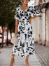 Women's V-neck Puff Sleeve Dress - ROUTINE FASHION