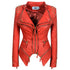 Women's Rivet Slim Washed Leather Motorcycle Jacket - ROUTINE FASHION