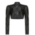 Street Biker Women's Short Leather Jacket - ROUTINE FASHION