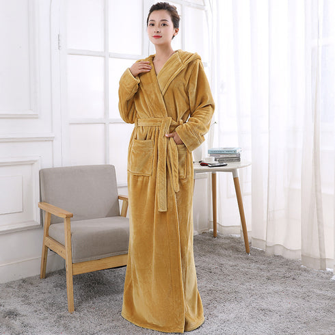 Nightgown Mink Velvet Men's And Women's Bathrobe Hooded - ROUTINE FASHION