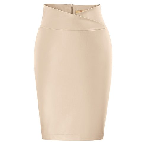 NEW Women Skirts Faux Leather Wrap Waist Back - ROUTINE FASHION