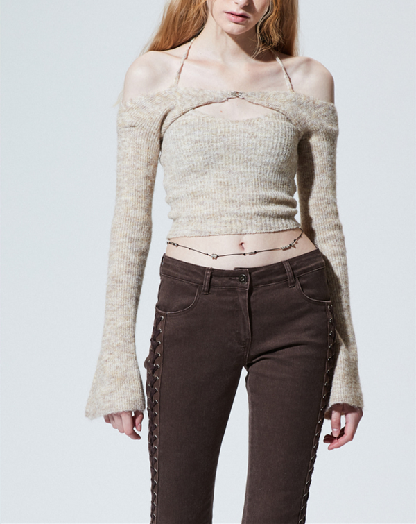 Wool Suspender Blouse Two-piece Blouse Knitted Suit - ROUTINE FASHION