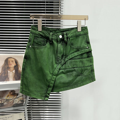 Denim Fashion Skirt High Waist A Line - ROUTINE FASHION