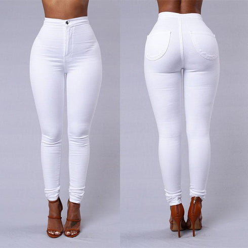 Casual Pants For Women High Waist Stretch Slim Trouser Skinny Candy Color Jeans - ROUTINE FASHION
