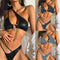 Women Bikini Serpentine Pattern Swimsuit Three Point Tight Swimwear - ROUTINE FASHION