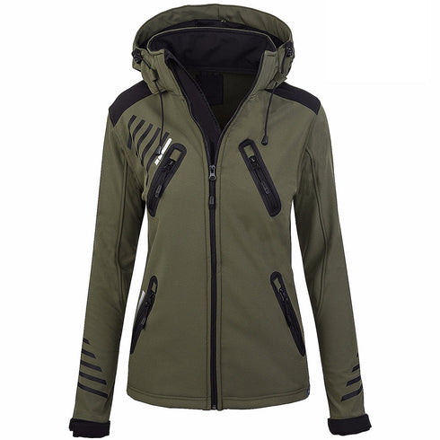 Women's Outdoor Mountaineering Soft Shell Jacket Windproof Plush - ROUTINE FASHION