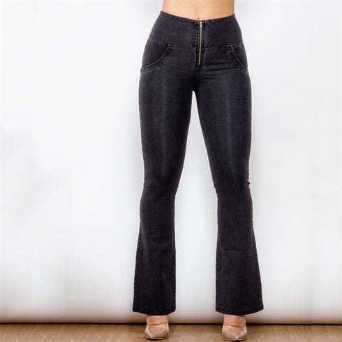 High Waist Black Flared Skinny Women's Stretch Jeans - ROUTINE FASHION