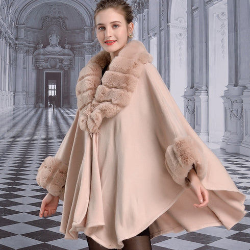 Women's Rex Rabbit Fur Shawl Cape - ROUTINE FASHION