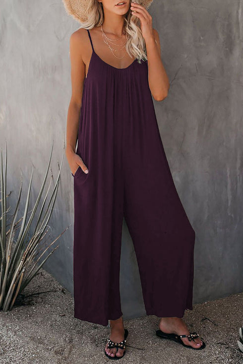 Women's Loose Sleeveless Jumpsuits Romper Jumpsuit With Pockets Long Pant Summer - ROUTINE FASHION