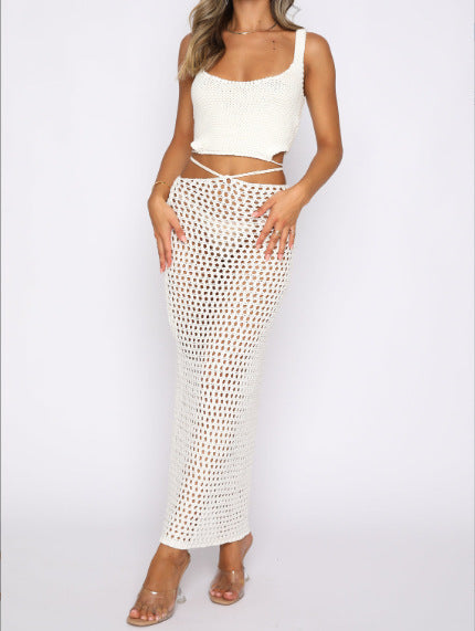 Fashion Knitted Wrap Hip Skirt Set - ROUTINE FASHION