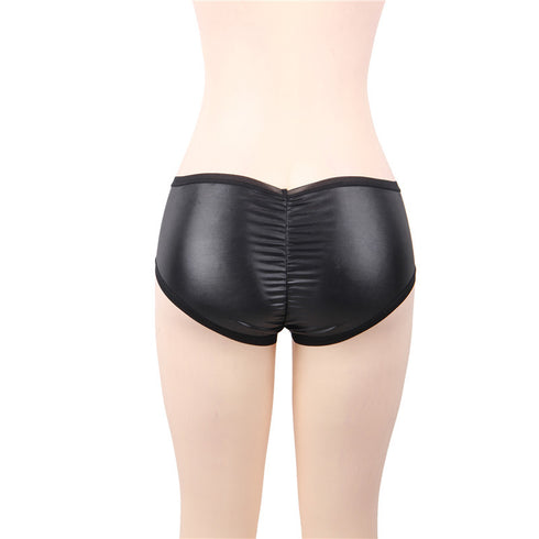Fashion Faux Leather Women's Boxer Briefs - ROUTINE FASHION