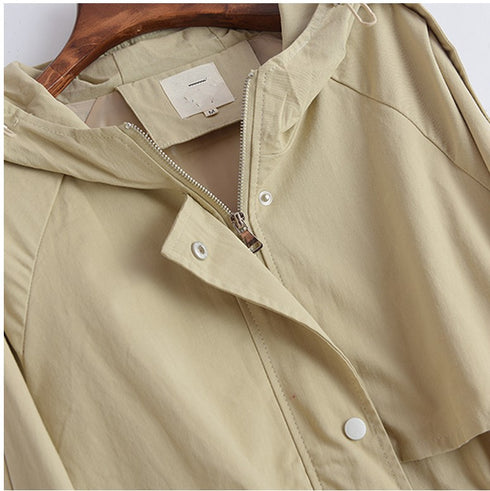 Hooded straight women's trench coat - ROUTINE FASHION